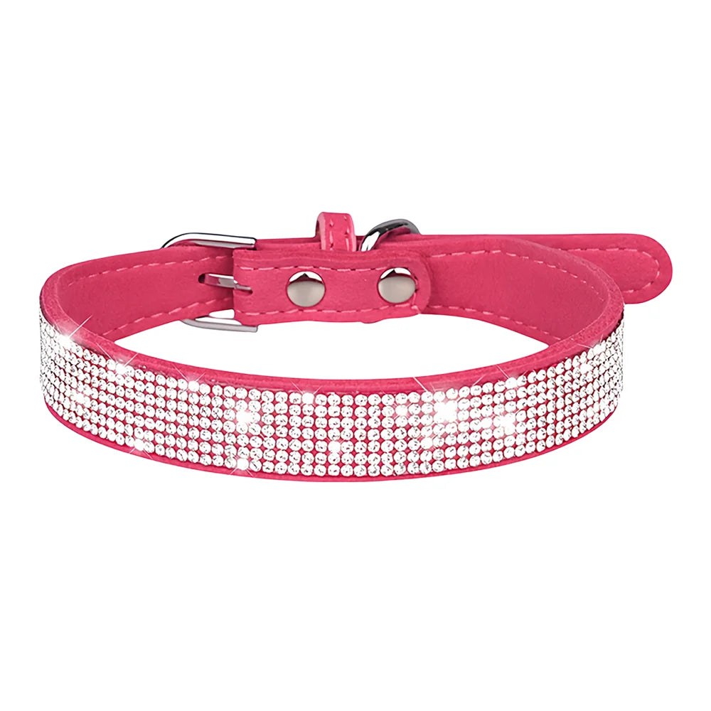Sparkly Rhinestone Collar for Dogs and Cats - Magenta / L