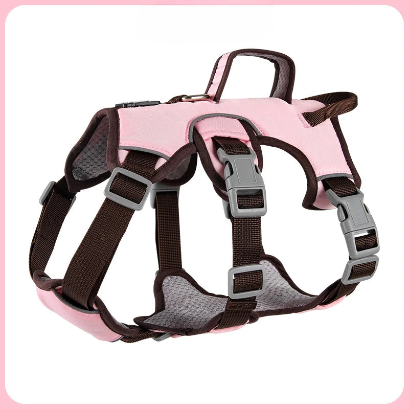 Reflective Vest Harness for Medium and Large Dogs - Pink / M (7.5 to 14 kg)