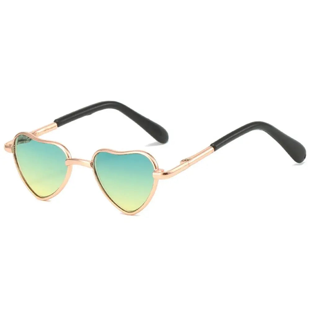 Heart-Shaped Pet Sunglasses - Green Yellow