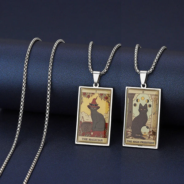 Cat Tarot Card Necklace