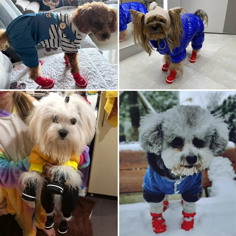 Fleece-Lined Winter Boots for Small Dogs