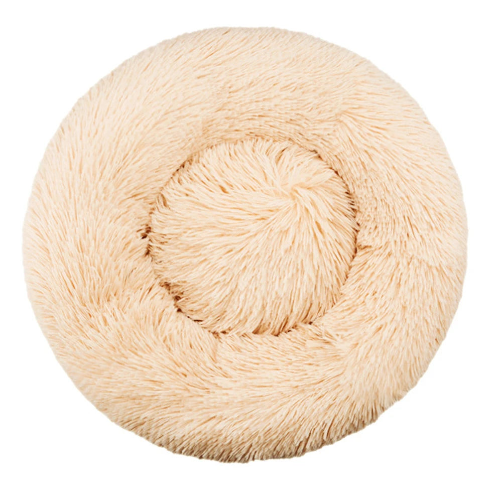 Fluffy Round Calming Bed, up to 90 cm - Light Apricot / 70 cm
