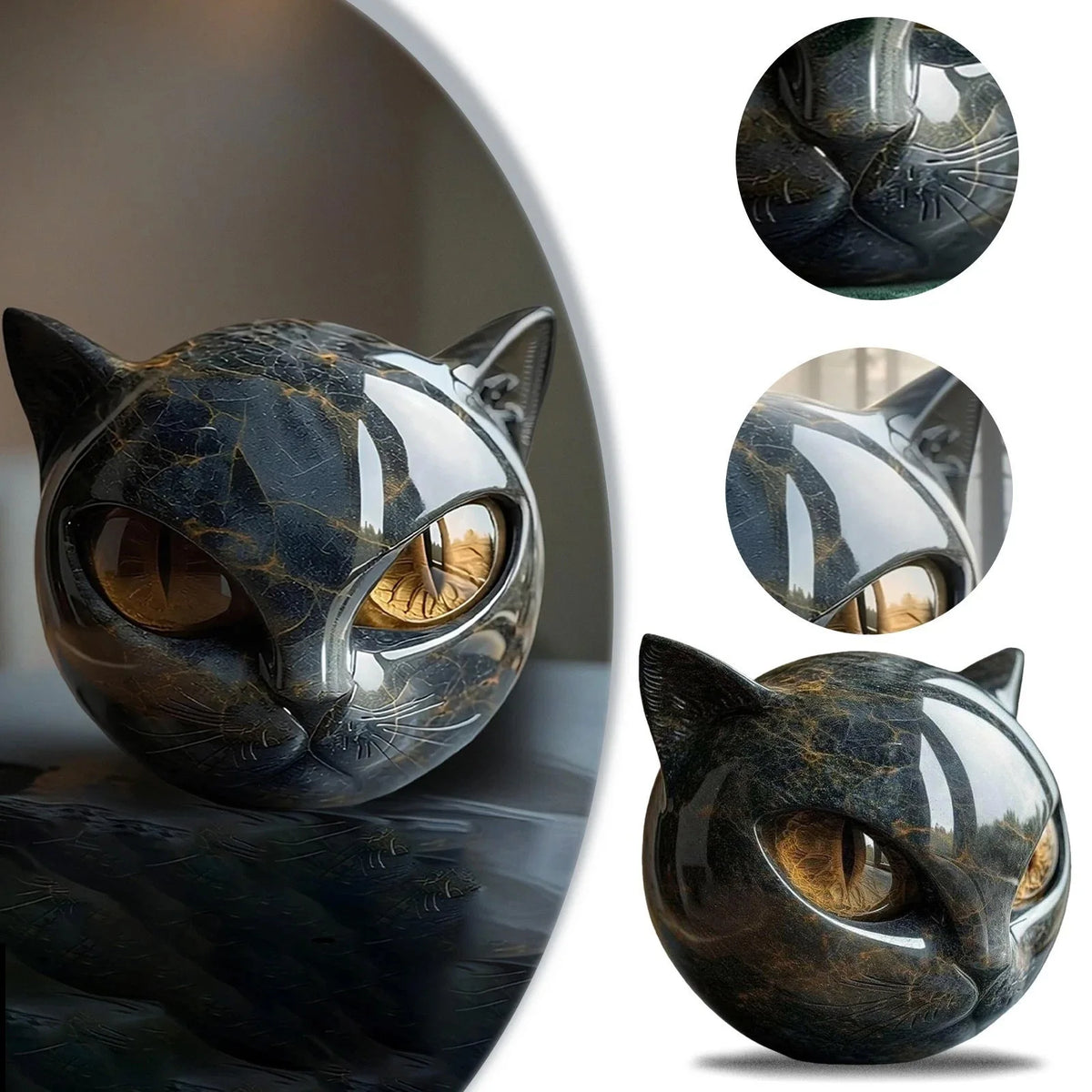 Black Cat Stone-Effect Figurine