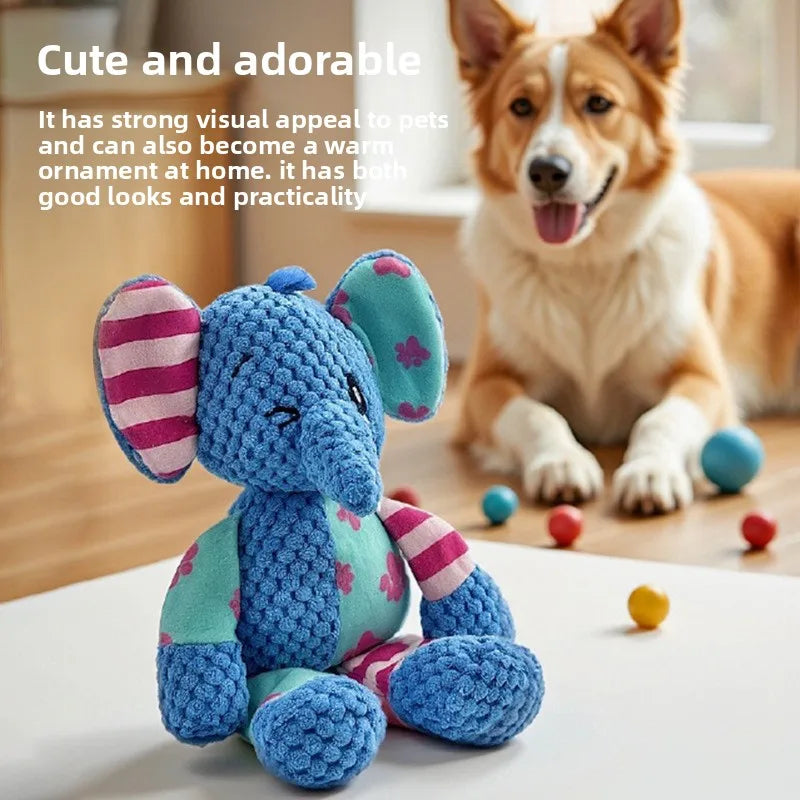 Squeaky Plush Fox and Elephant Dog Toys