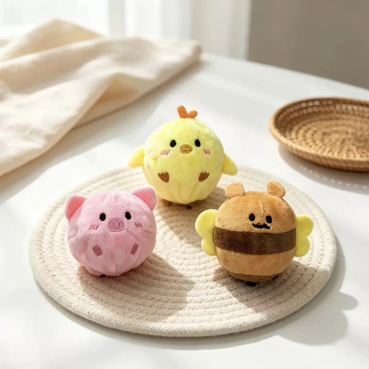 Plush Spiky Squeaky Ball Dog Toy