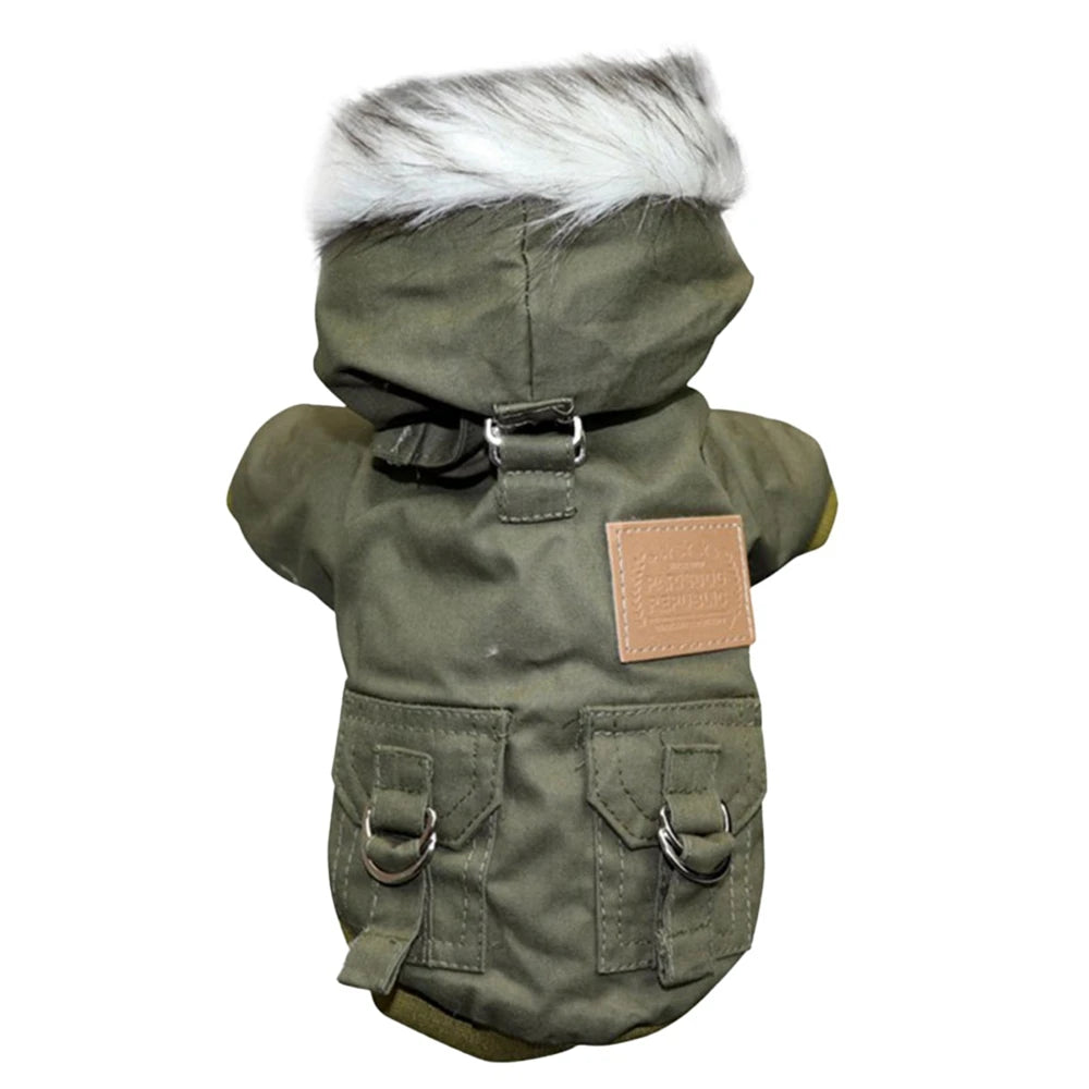 Fur-Hood Winter Parka for Small Dogs - XS / Green
