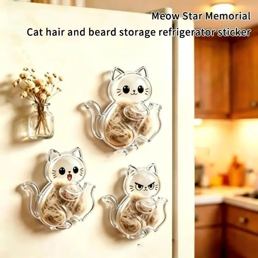 Cat-Shaped Fur Keepsake Fridge Magnet