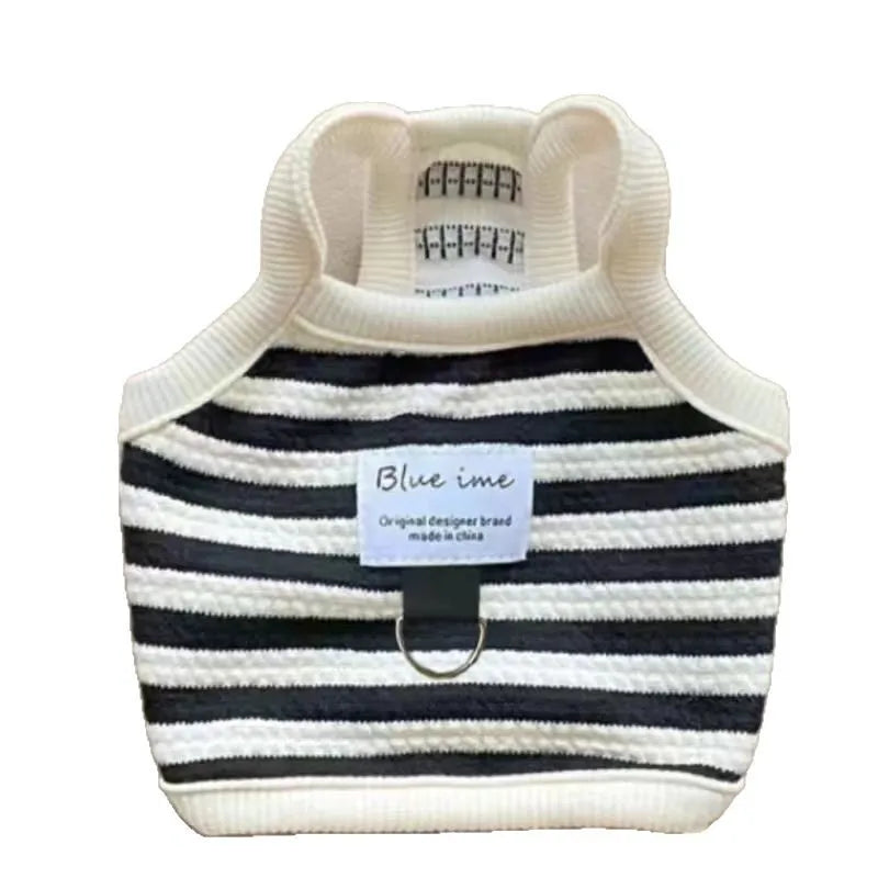 Striped Knit Vest for Small Dogs - White / XS