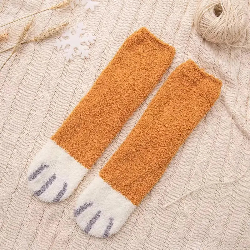 Fluffy Cat Paw Socks