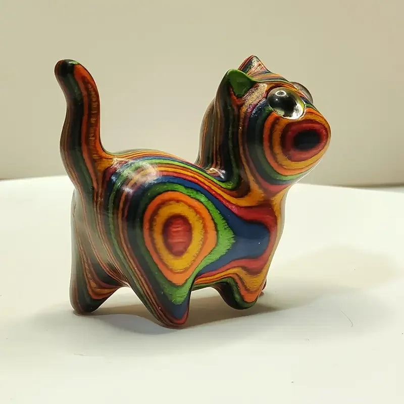Hand-Painted Wooden Kitten