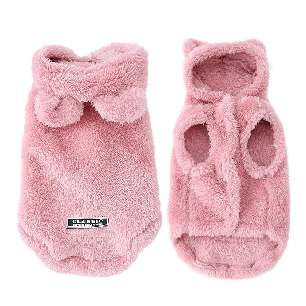 Soft Fleece Hooded Dog Coat - Pink / L