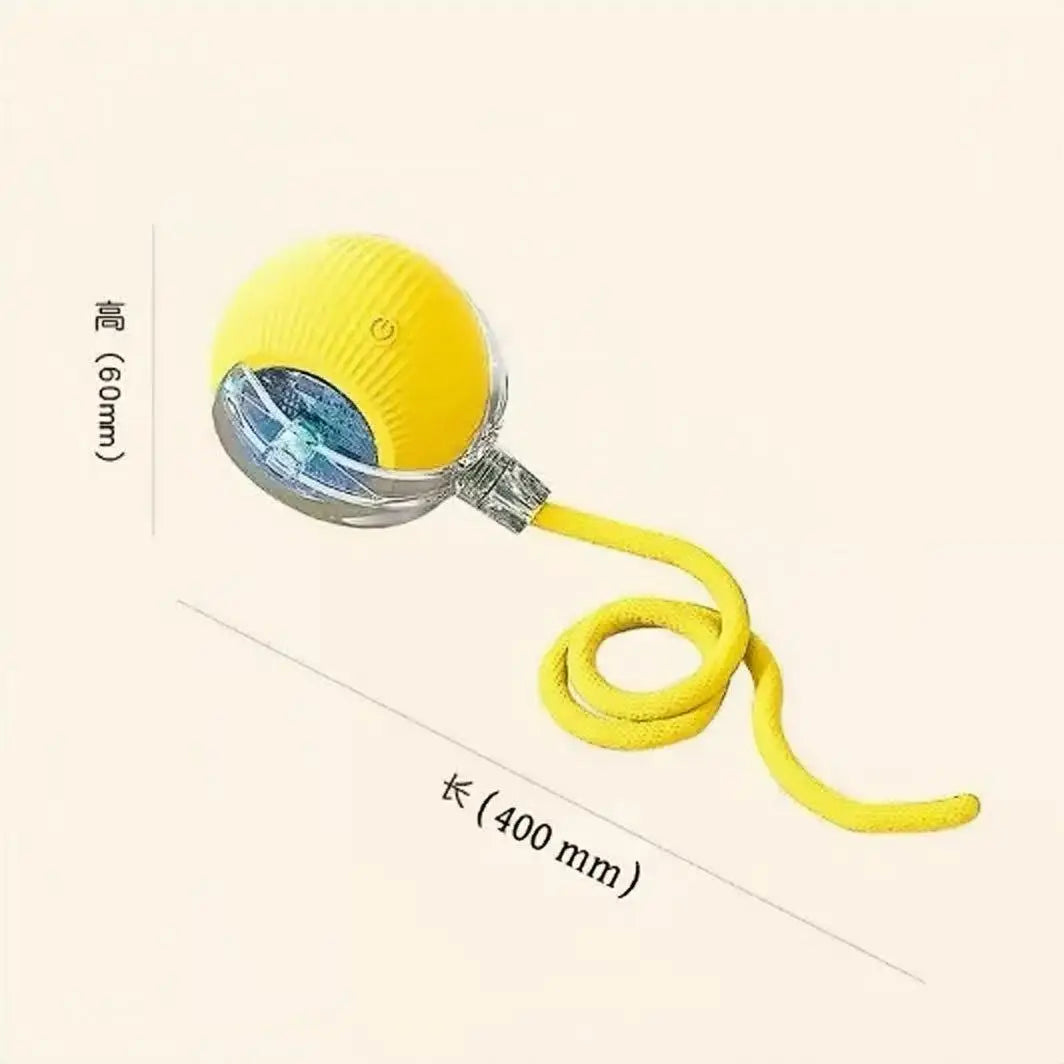 Rechargeable Rolling Ball Dog Toy - Yellow, with tail