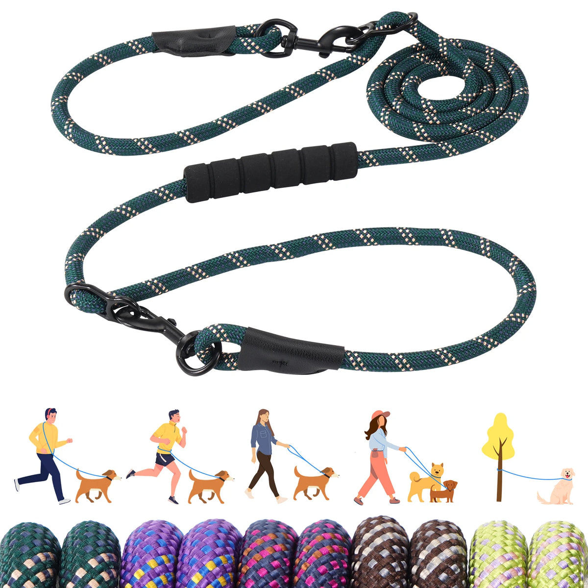 Padded Rope Lead, Converts to Double Lead