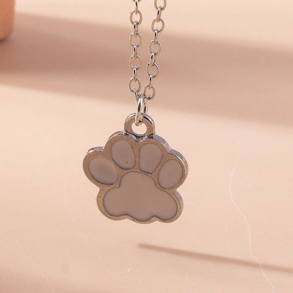 Enamel paw print pendant necklaces