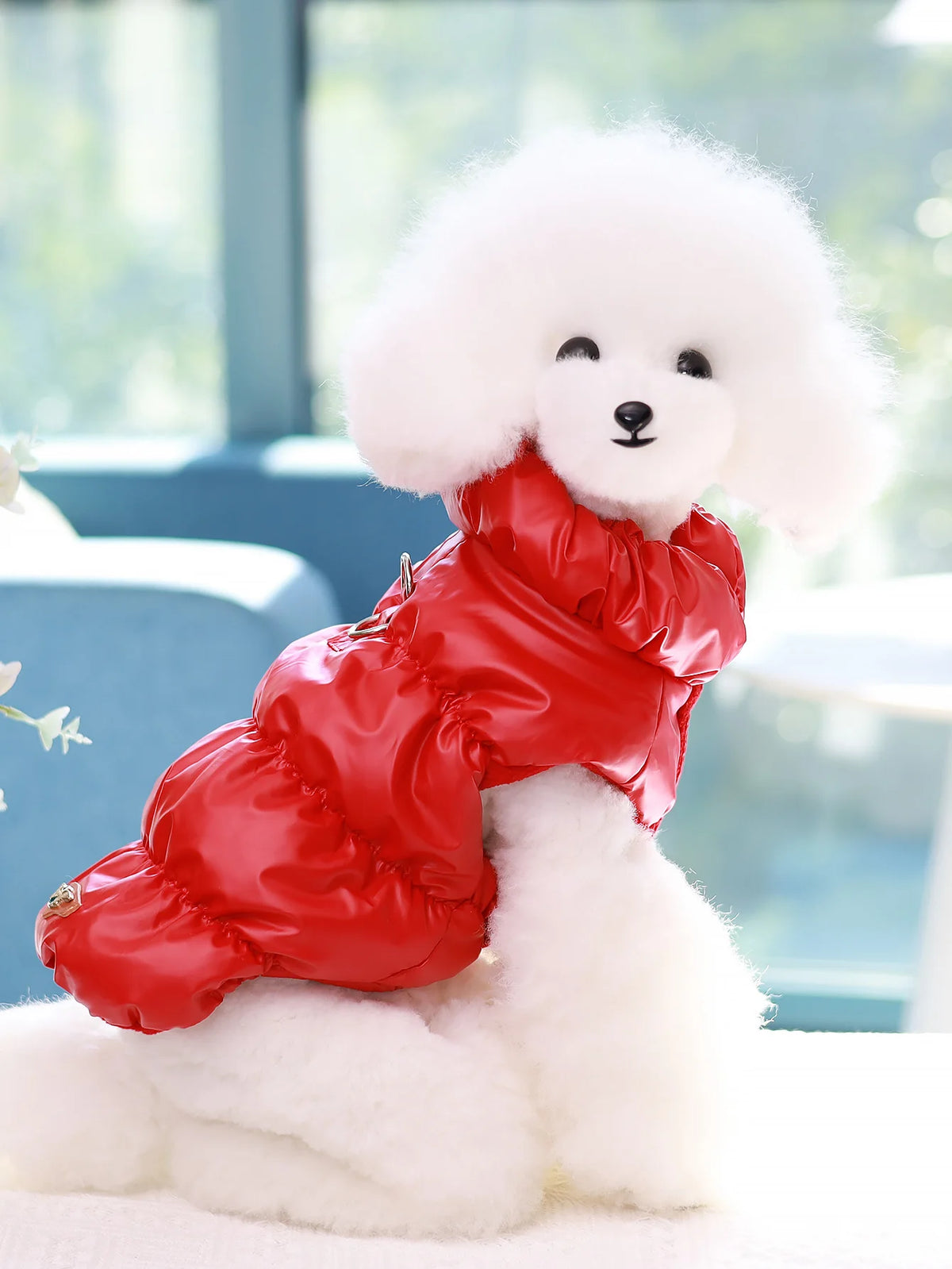 Quilted 3-Layer Winter Dog Jacket - Red / XS