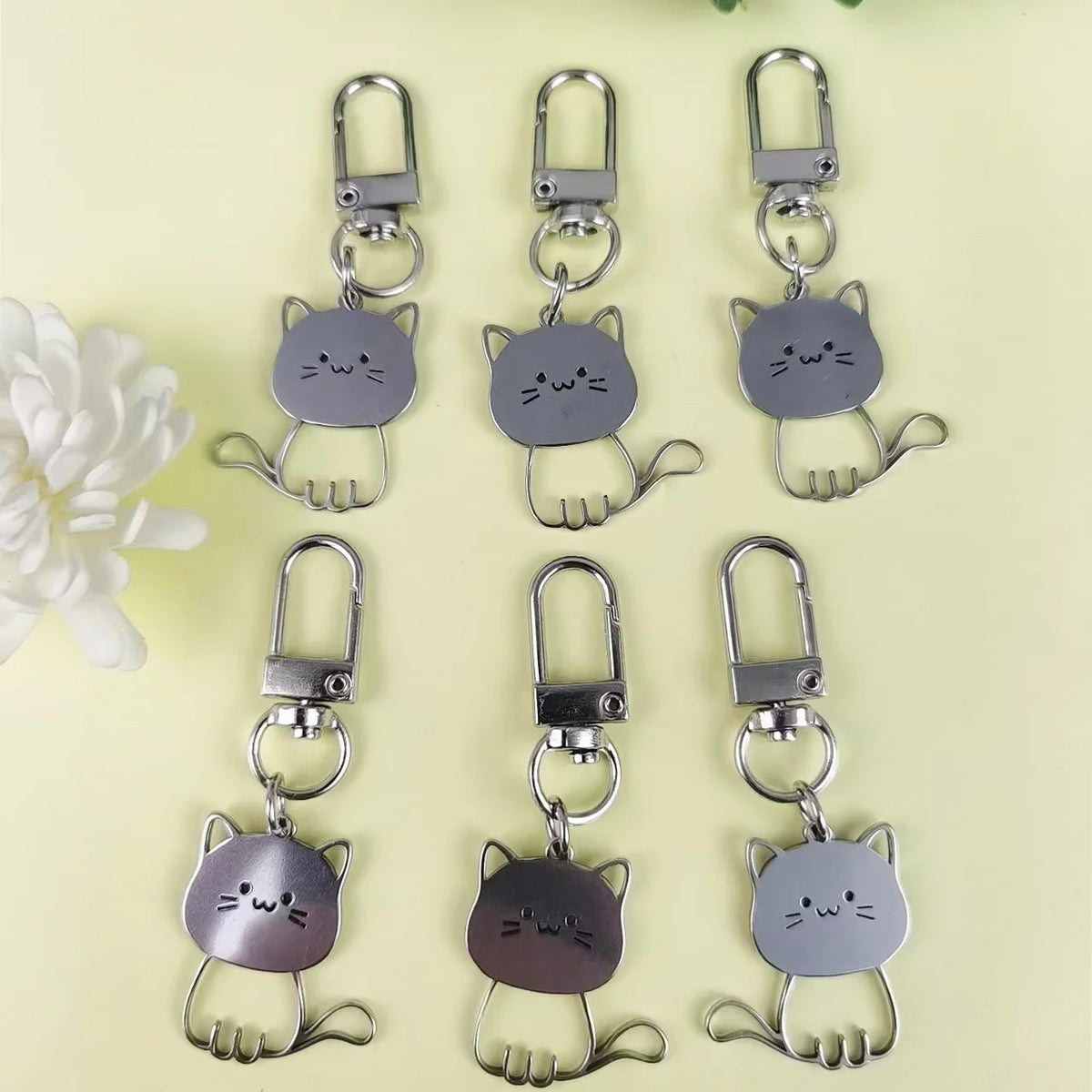 Cat & Fish Steel Keyring