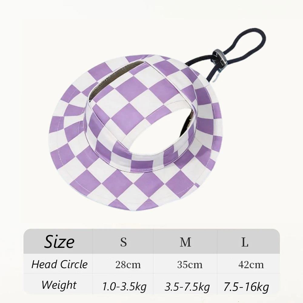 Printed Sun Cap for Dogs - Purple Plaid / S (1 to 3.5 kg)