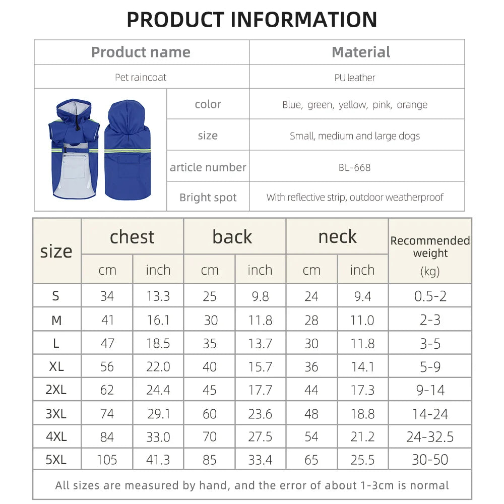 Hooded Cape Raincoat for Dogs