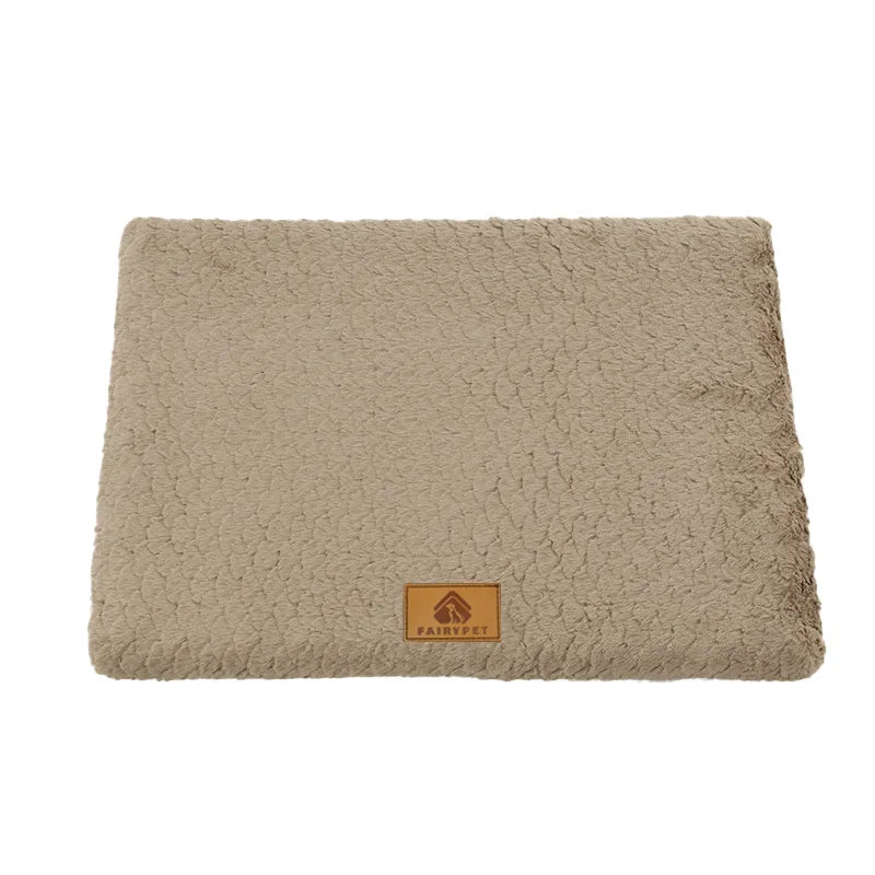 Sponge Crate Mat with Faux Fur Cover - M (58 x 40 cm, up to 7 kg) / Khaki