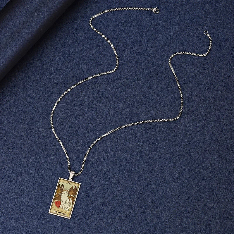 Cat Tarot Card Necklace