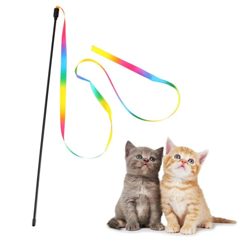 Rainbow Ribbon Cat Wand