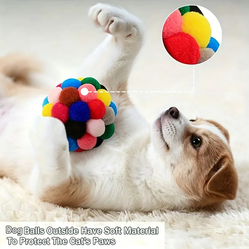 Pom-Pom Bell Balls for Cats, Pack of 2