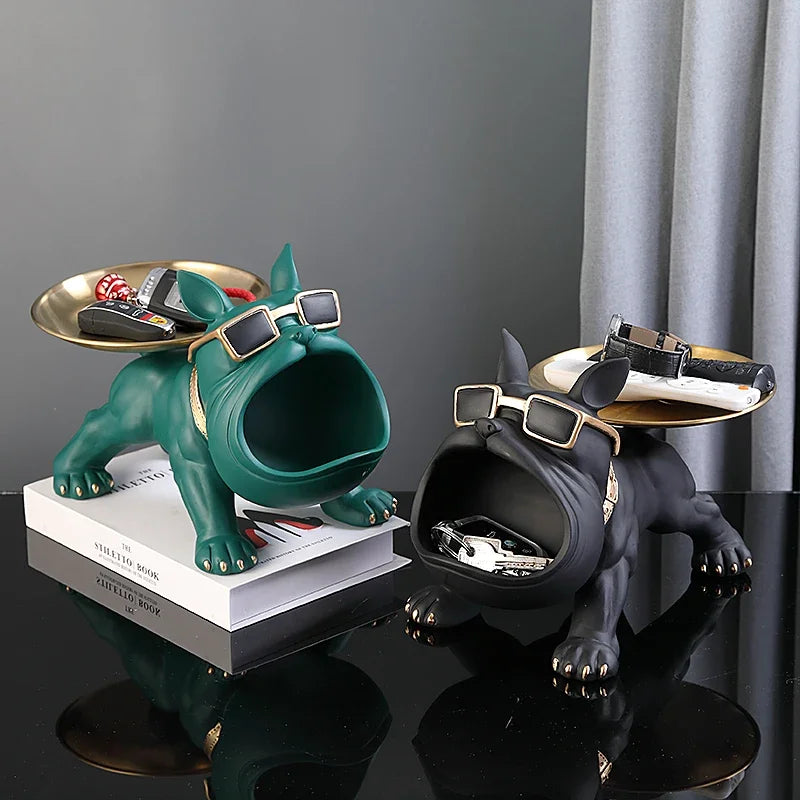 Bulldog Statue Trinket Tray