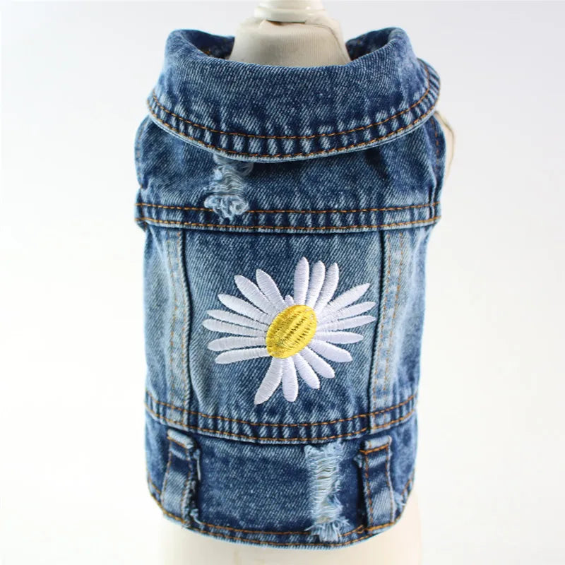 Denim Jacket for Small Dogs - Single daisy / XS (1 to 1.5 kg)