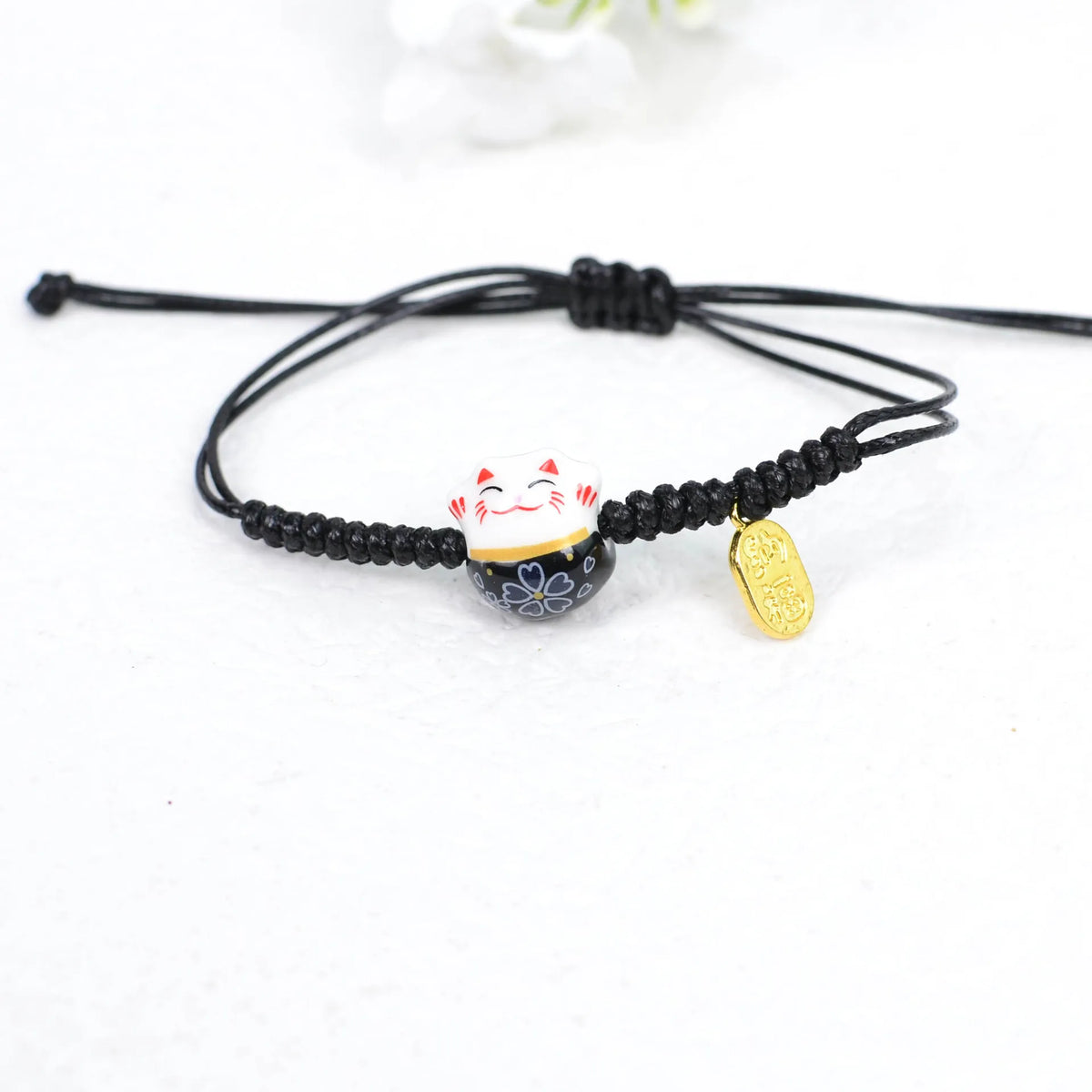 Ceramic Lucky Cat Braided Bracelet