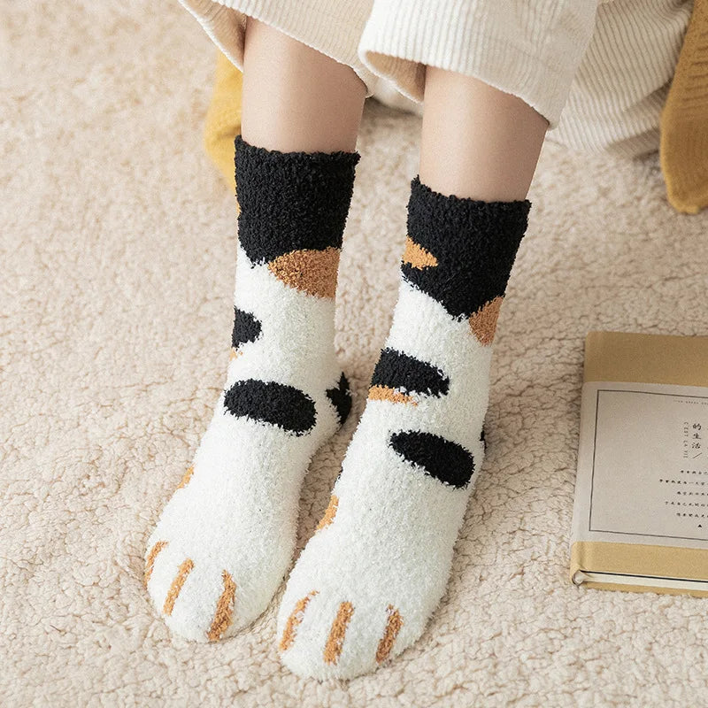 Fluffy Cat Paw Socks