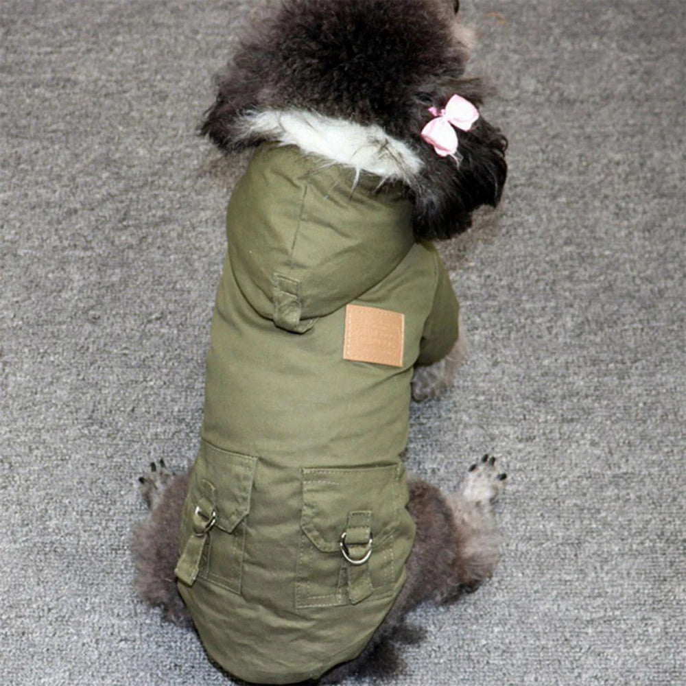 Fur-Hood Winter Parka for Small Dogs