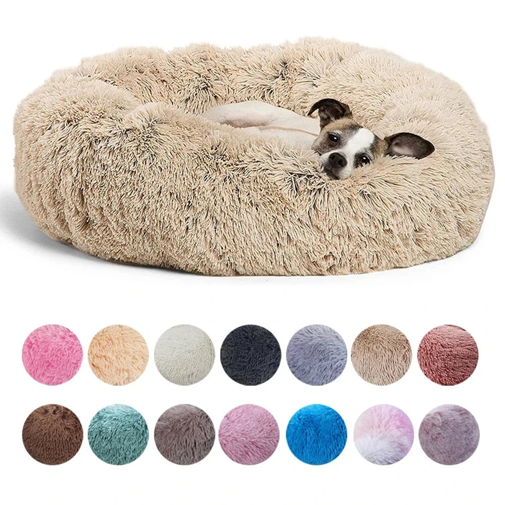 Fluffy Round Calming Bed, up to 90 cm