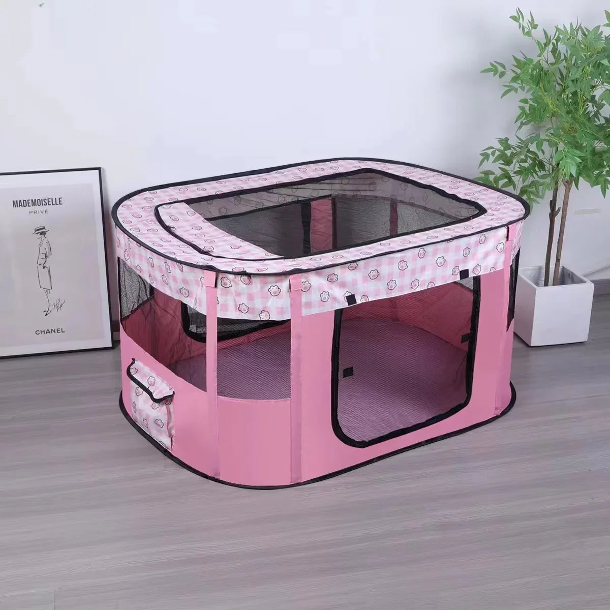 Pop-Up Pet Playpen House - Pink / M (70 x 55 x 45 cm)