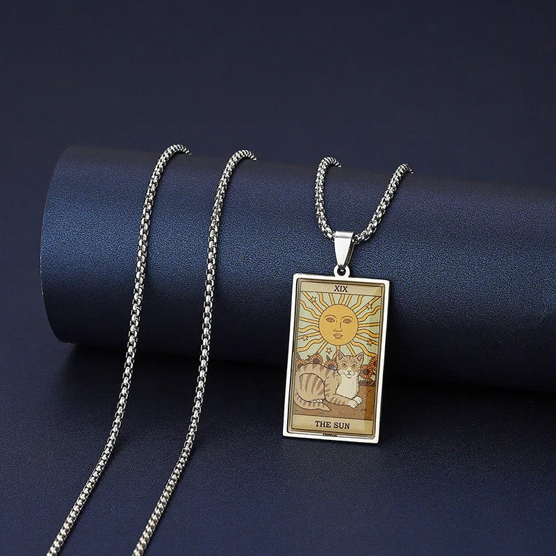 Cat Tarot Card Necklace