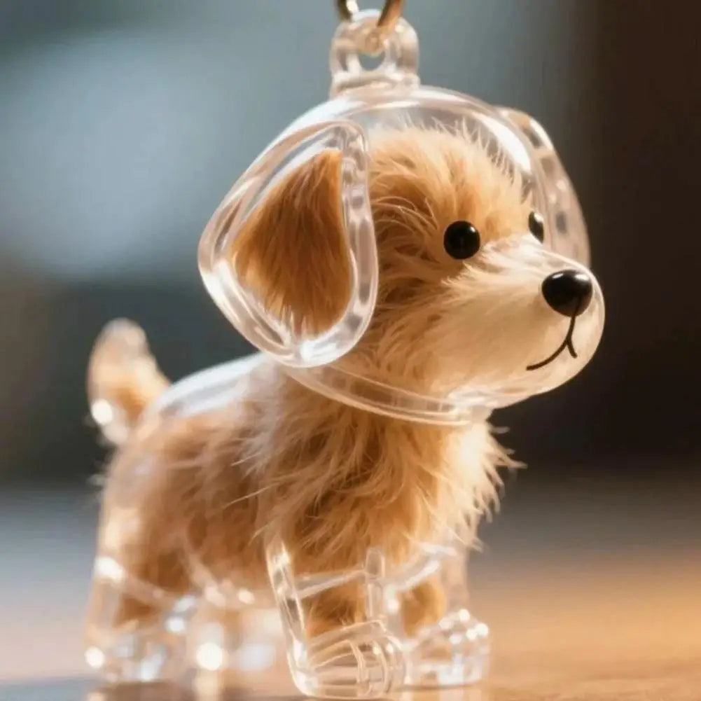 Dog Shaped Fur Keepsake Keyring