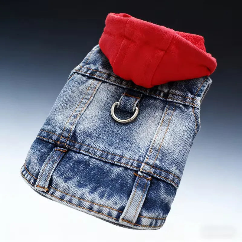 Denim Jacket with Hood for Small Dogs