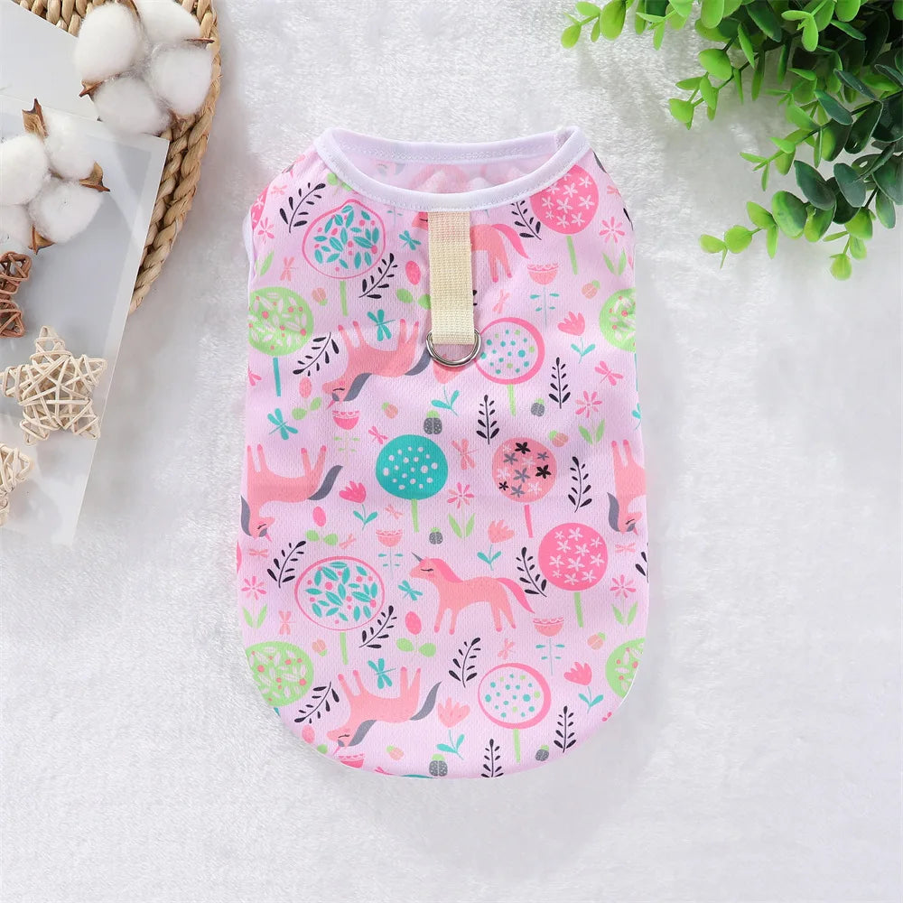 Cartoon Cooling Summer Vest for Dogs - Pink Horse / XS