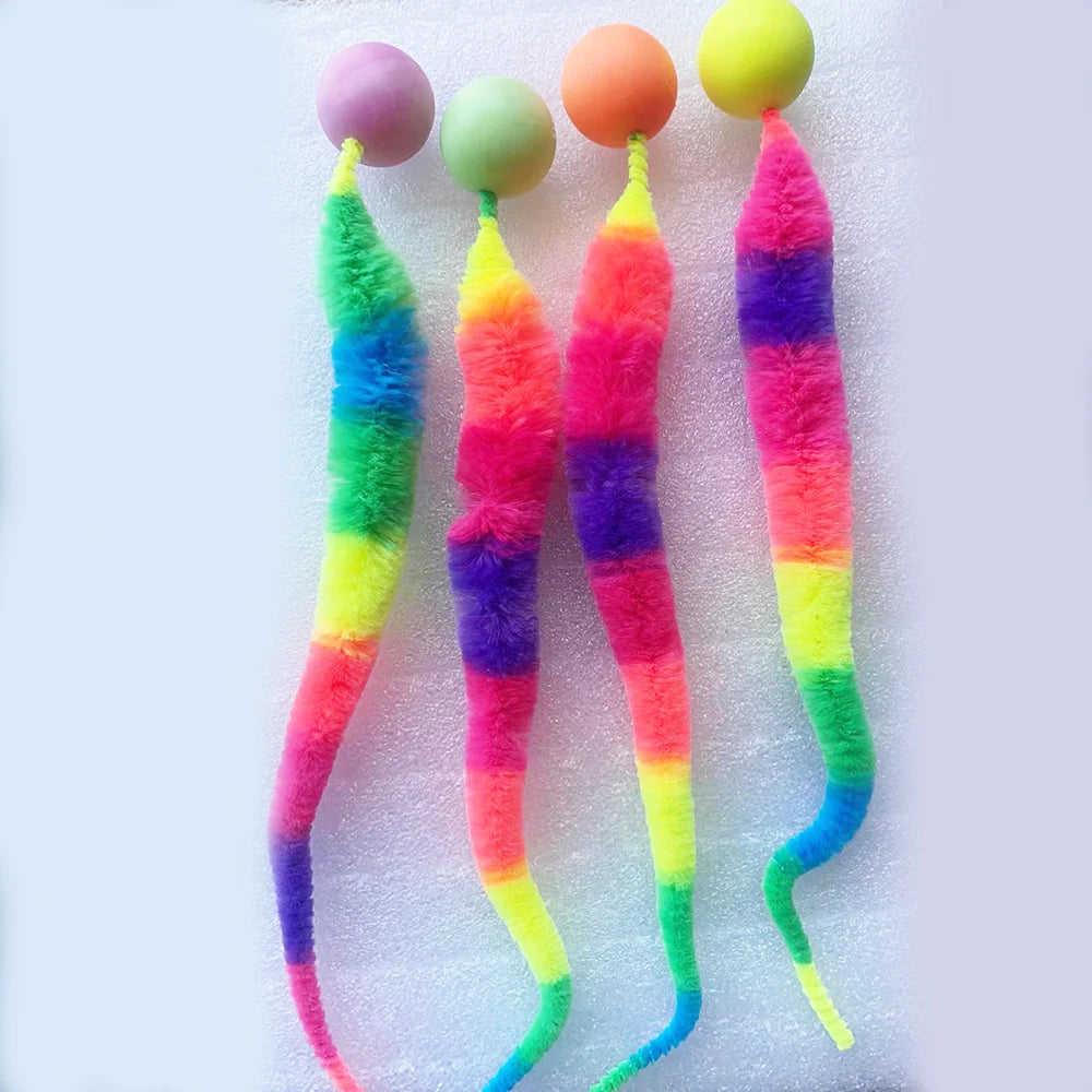 Fuzzy Worm Bouncing Ball Cat Toys