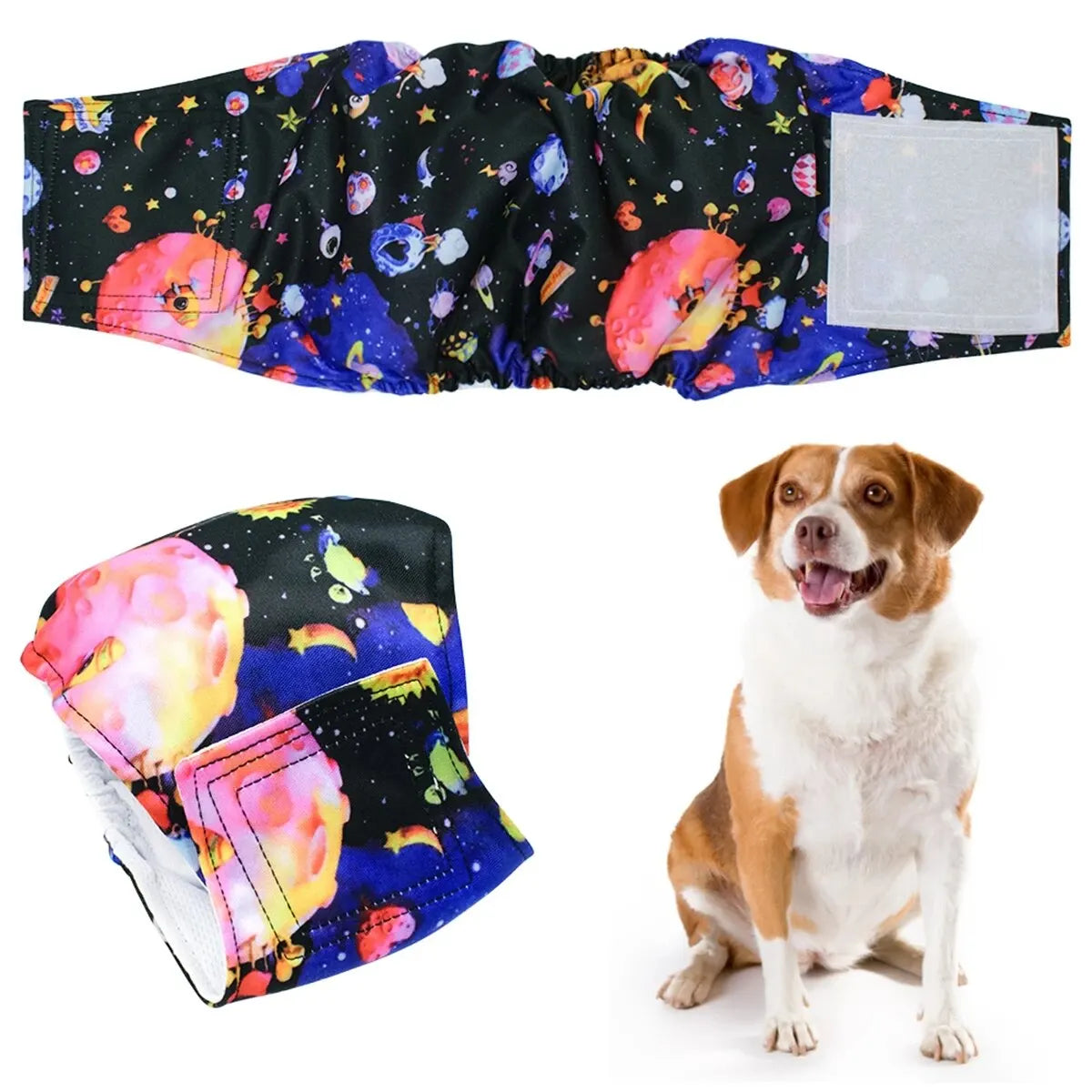 Washable Belly Band for Male Dogs - Doughnut print / L