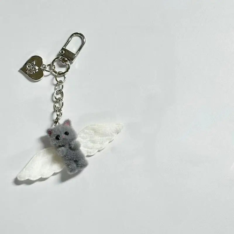 Angel Wings Kitty Heart Keyring