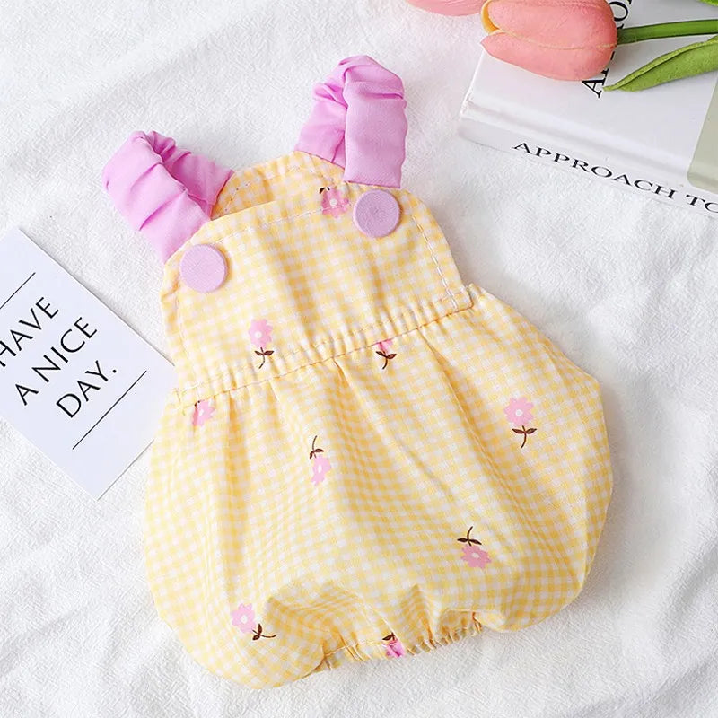 Polka Dot Summer Dress for Small Dogs - Yellow / XS