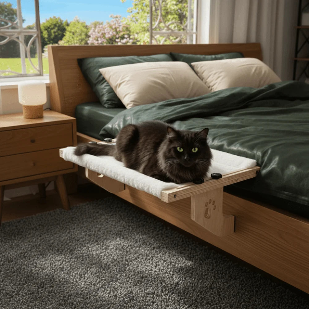 Wooden Bedside Cat Perch