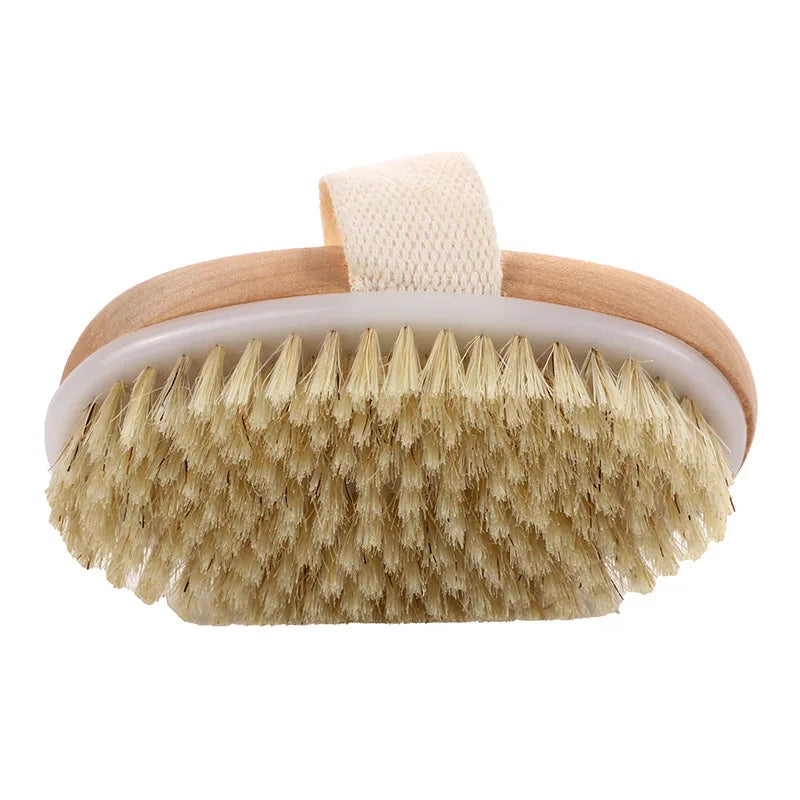 Natural Bristle Pet Bath Brush - Oval, with strap, firm