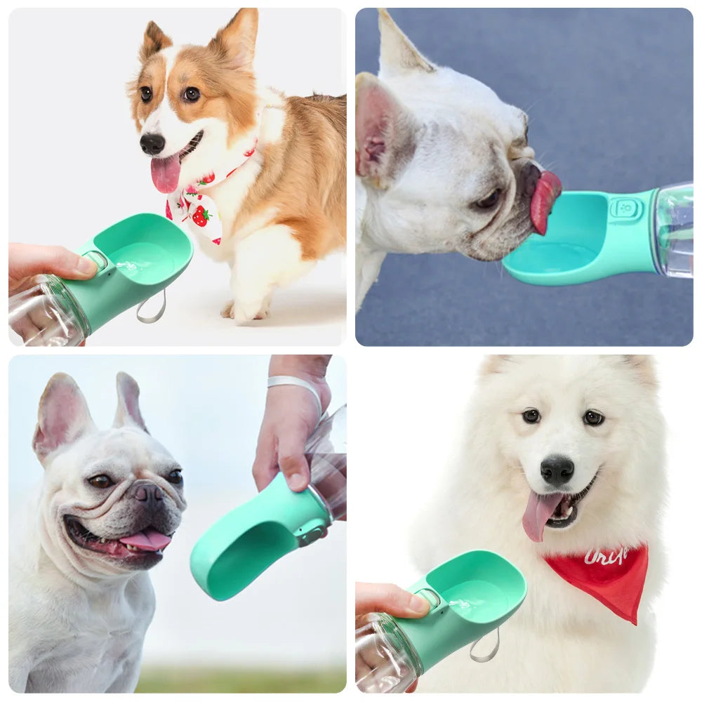 Portable Dog Water Bottle with Drinking Trough