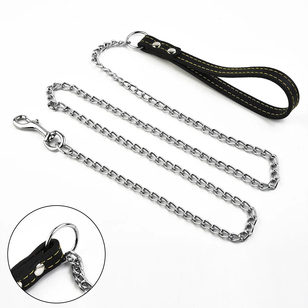 Chain Dog Lead with Padded Handle