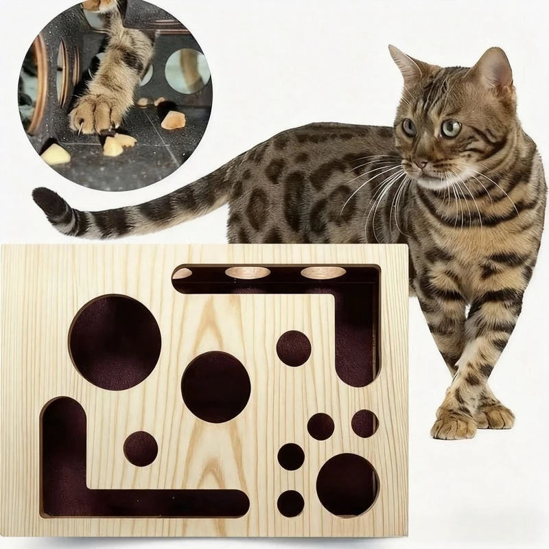 Wooden Cat Maze with Scratch Pad