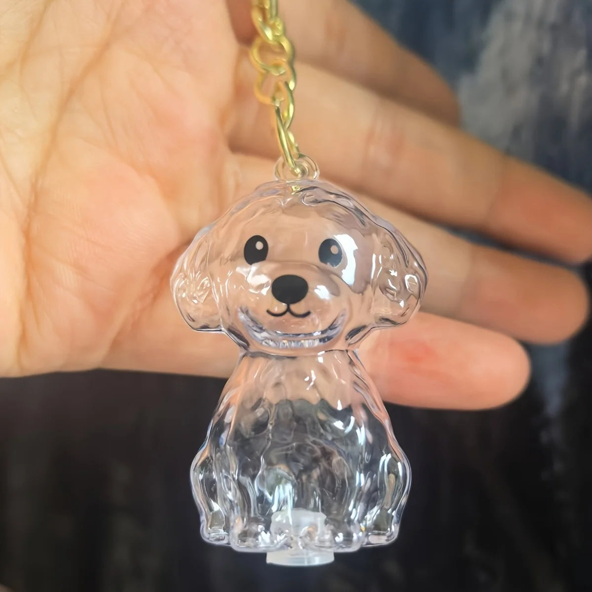 Clear Dog Fur Keepsake Capsule Keyring