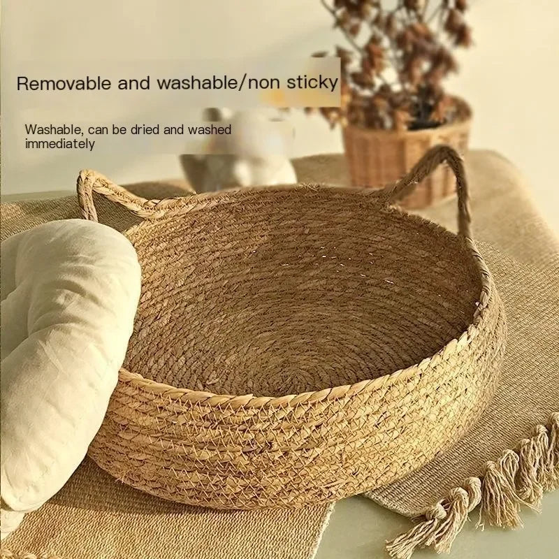 Hand-Woven Cat Basket Bed