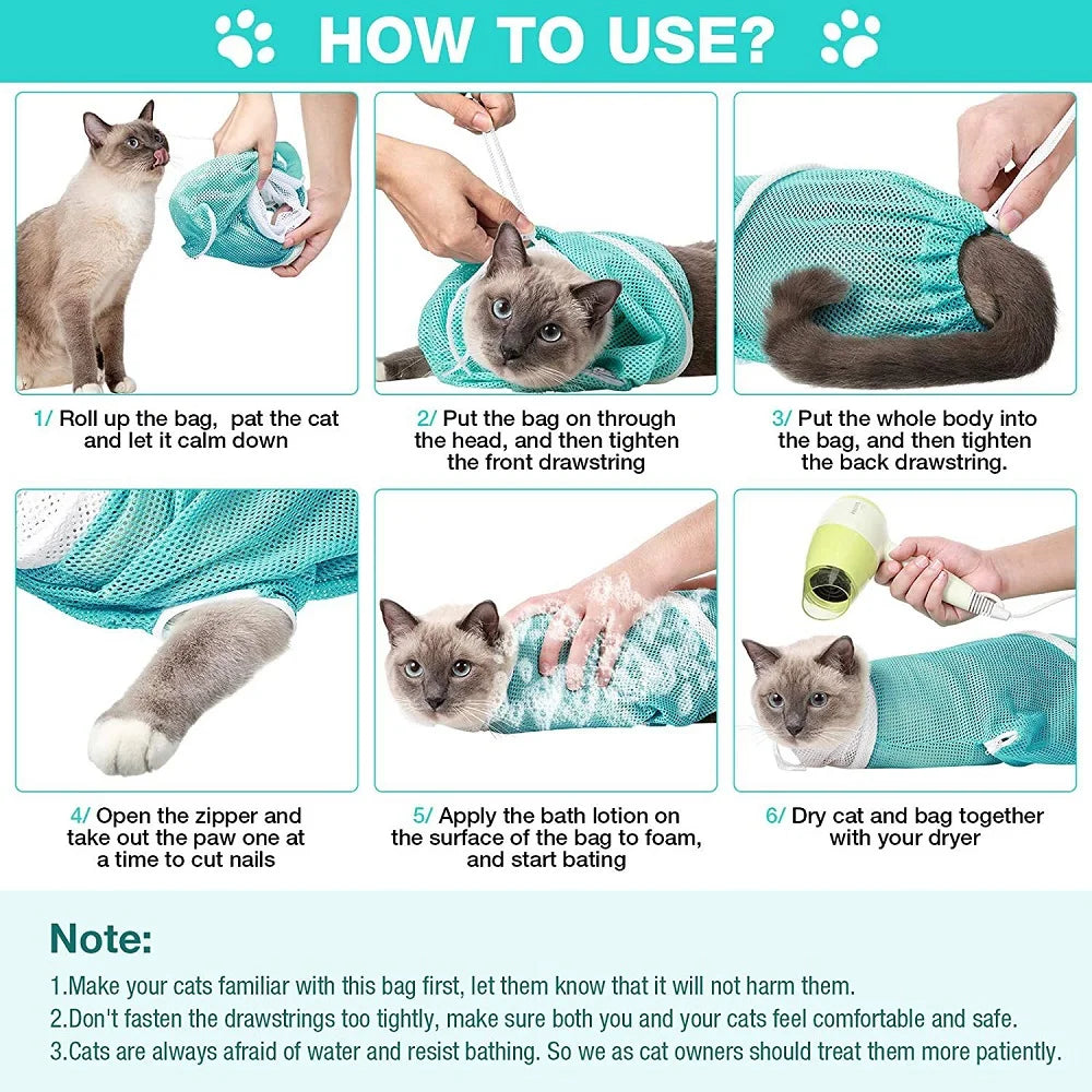 Mesh Cat Grooming and Bath Bag
