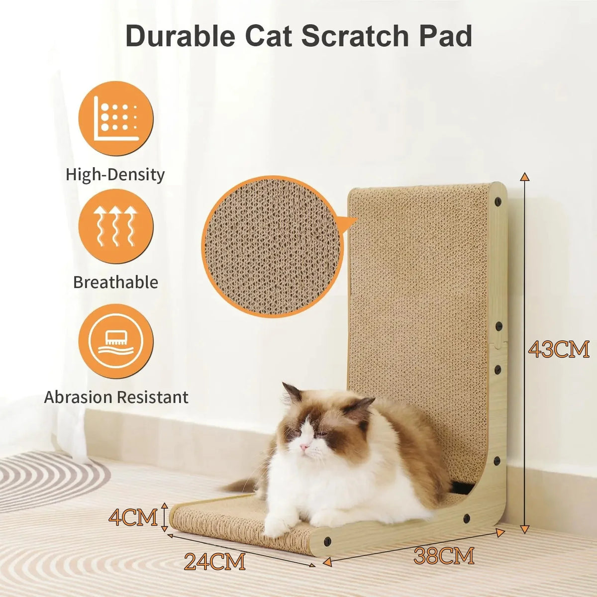 L-Shaped Cardboard Cat Scratcher - Medium
